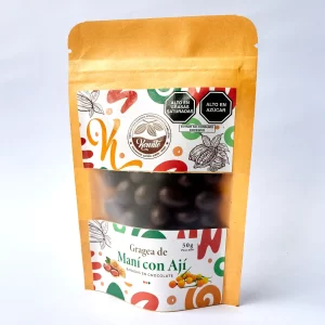 Gragea de maní con ají bañadas en chocolate
